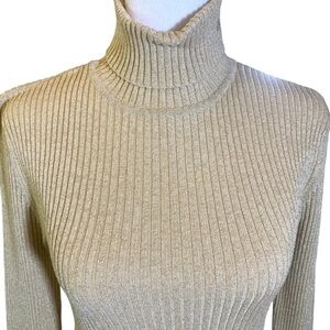 SLIDEWEAR western show top women's S/M ribbed gold tan metallic Bling embroidery